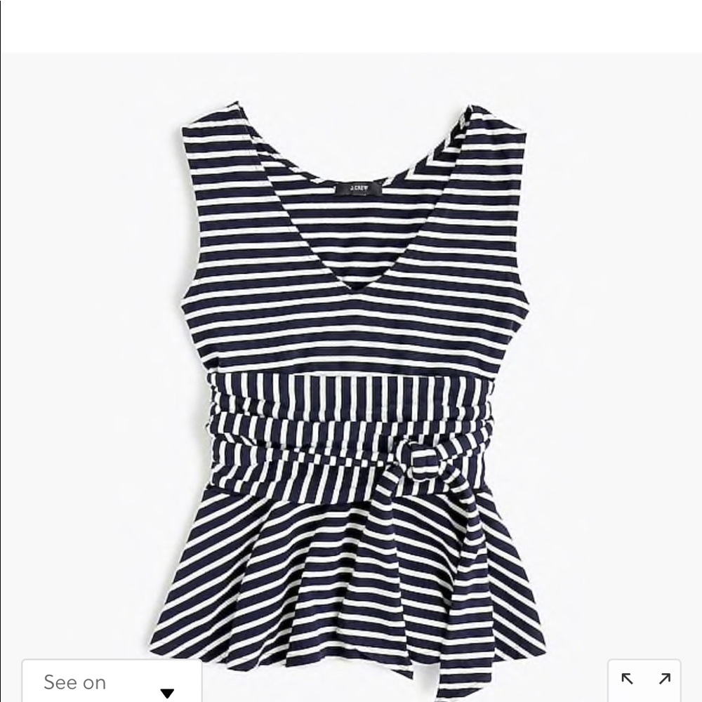 J. crew sleeveless tie-waist peplum top in stripe